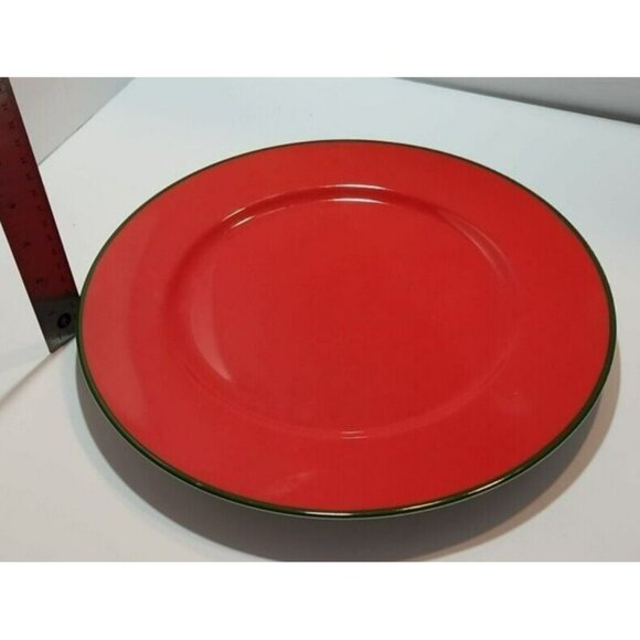 Vtg Tait Duetto Round 12.25" Platter Red with Green Trim Made in Japan - Picture 6 of 7